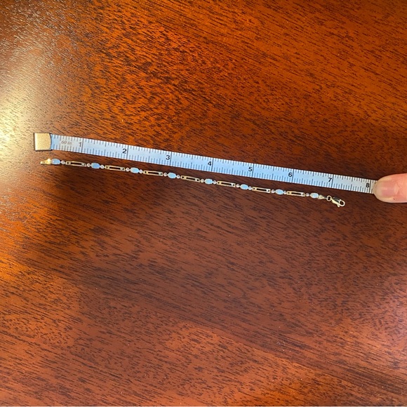 VTG Elegant 10k Gold Authentic Opal Diamond Tennis Bracelet - Picture 8 of 9